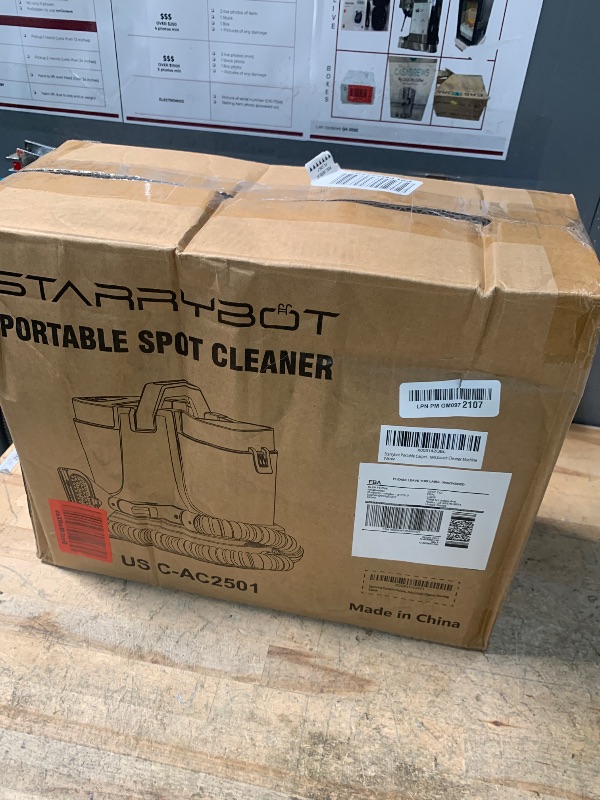 Photo 1 of **PARTS ONLY** Starrybot Portable Carpet & Upholestery Cleaner Machine for Pets, Spot, Stain,Couch Cleaner Machine with 18Kpa Powerful Suction,Car/Auto Detailer(white)
