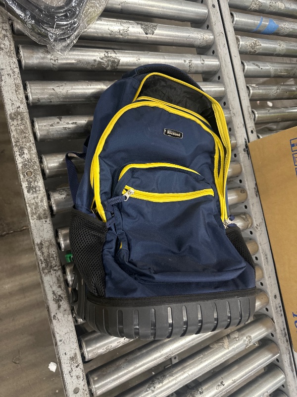 Photo 1 of **BROKEN HANDLE** Rockland Single Handle Laptop Rolling Backpack, 19", Navy