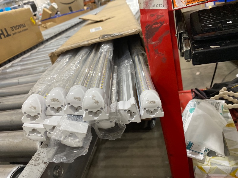 Photo 1 of 10-Pack 8ft LED Shop Light Fixture - 90W T8 Integrated LED Tube Light - 6500K 12000LM V-Shape Linkable - High Output - Clear Cover - Plug and Play - 270 Degree Lighting for Garage, Shop, Barn
