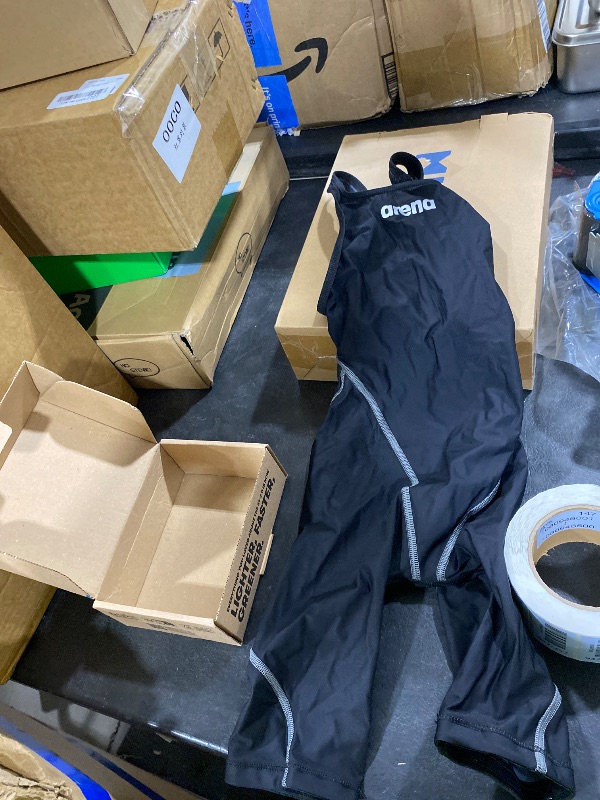 Photo 1 of ARENA Powerskin ST Next Open Back Junior Girls' Competition Racing Swimsuit Full Body Short Leg Kneeskin One Piece Athletic Tech Suit, Black, Size 26