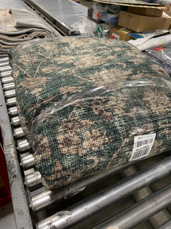 Photo 1 of 10x12 Area Rugs for Living room: Large Washable Rugs Stain Resistant Non Slip Distressed Vintage Floral Rug Low Pile Faux Wool Soft Green Rugs for Bedroom Farmhouse Dining Room Kids Playroom Nursery