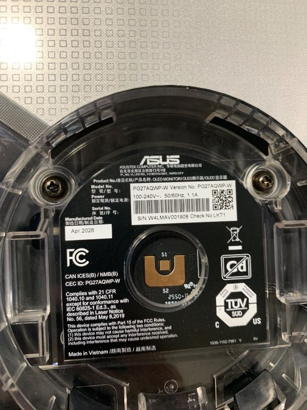 Photo 1 of ASUS ROG Swift 27" OLED Gaming Monitor (PG27AQWP-W)
