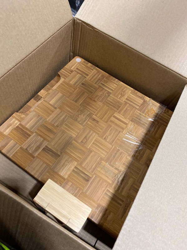 Photo 1 of Kikcoin Extra Large Bamboo Cutting Boards, (Set of 3) Chopping Boards with Juice Groove Bamboo Wood Cutting Board Set Butcher Block for Kitchen, End Grain Serving Tray