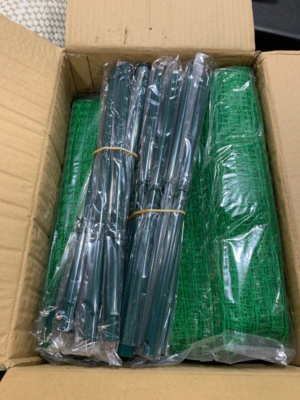 Photo 1 of Forvenora Temporary Fence with Metal Posts, 40" Hx50'L Garden Fence Animal Barrier with Ground Spikes, Plastic Fencing for Outdoor Dogs, Chicken, for Backyard, Patio, Garden