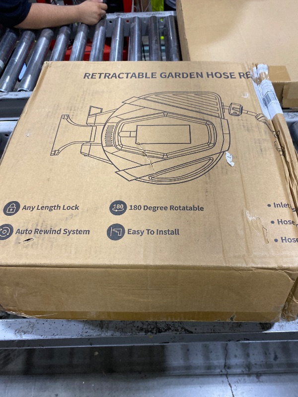 Photo 1 of Retractable Garden Hose Reel 1/2 Inch x 100+10 ft, Wall Mount Metal Base
