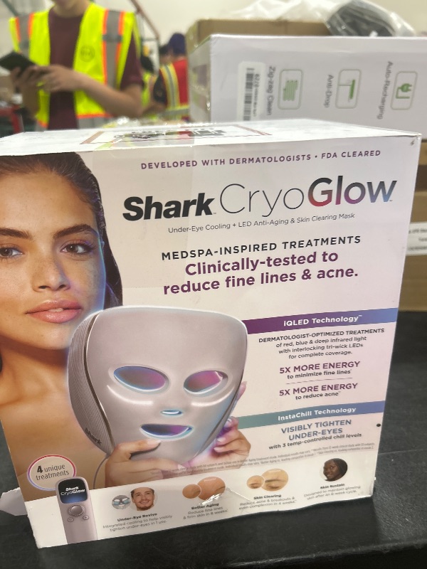 Photo 1 of Shark CryoGlow LED Face Mask with Under-Eye Cooling, Anti-Ageing & Blemish Repair, Red & Blue LED, Infrared Light Therapy, USB-C, Remote Control, Storage Bag, Adjustable Straps, Rose Glow, FW312PK