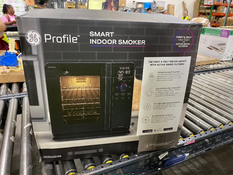 Photo 1 of GE Profile™ Smart Indoor Pellet Smoker, with Active Smoke Filtration, 5 Smoke Control Settings, WiFi Connected, Electric, Countertop BBQ Appliance, Black