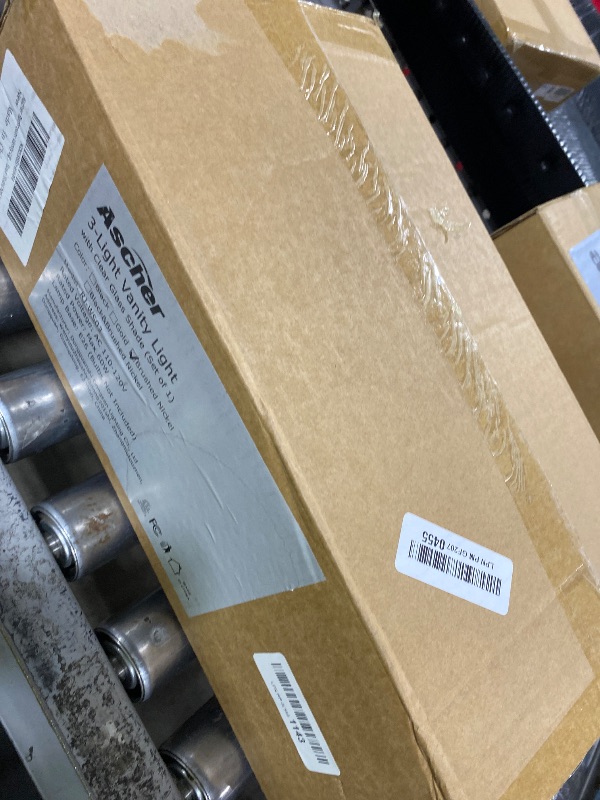 Photo 1 of Ascher Bathroom Vanity Light Fixtures, 3 Light Wall Sconces Lighting with Clear Glass Shade, Brushed Nickel Wall Lights for Mirror, Kitchen, Living Room, Gallery, E26 Base (Bulbs Not Included)