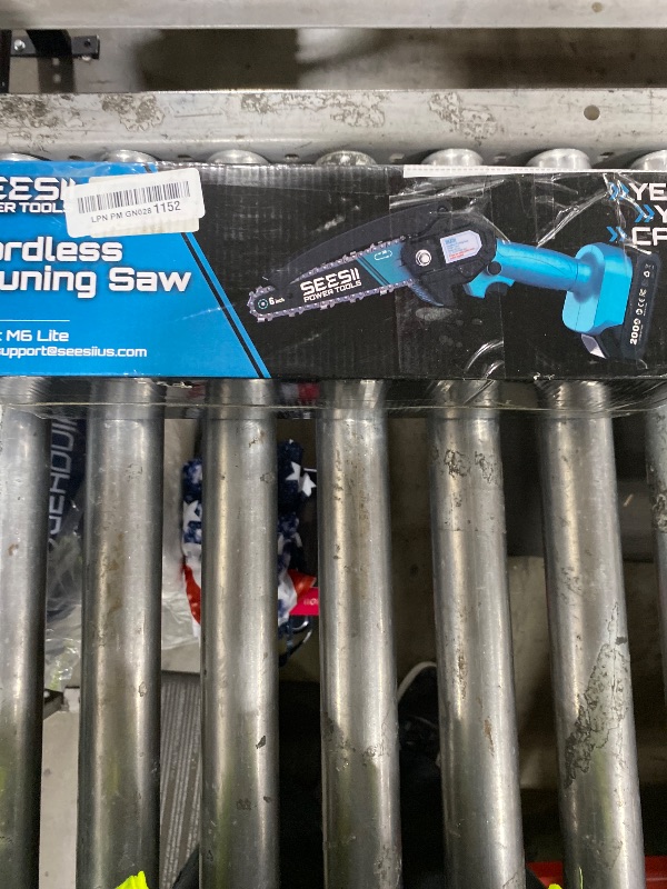 Photo 1 of Seesii Mini Chainsaw, 6-inch Mini Chainsaw Cordless, Handheld Electric Power Chain Saw with 2 Batteries, for Tree Trimming Wood Cutting, Best Gifts for Father, Dad, Husband, Men
