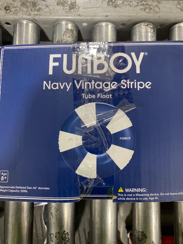 Photo 1 of FUNBOY Giant Vintage Navy Blue Stripe Inflatable Tube Pool Float with Cup Holder 48" Large Pool Float for Adults Inner Tube Swimming Pool Toys Swim Rings Pool Lounger Float for Pool Party & Summer