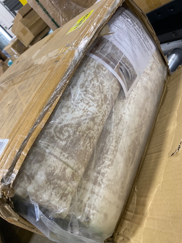 Photo 1 of Soalmost 12x15 Washable Area Rug Beige Neutral Abstract Living Room Large Carpet Non Slip Bedroom Indoor Office Dining Room Low Pile Thin Rug