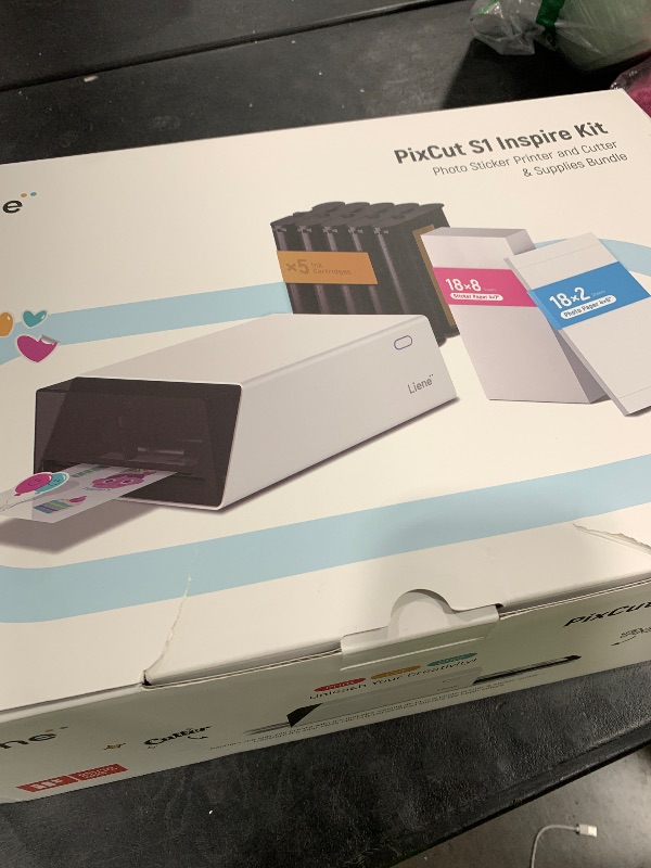 Photo 1 of Liene PixCut S1 Inspire Kit - All-in-One Color Sticker Printer & Cutting Machine, Thermal Dye-Sublimation Photo Printer, 300 DPI, Color Label Maker with 180 Sheets (36 Photo + 144 Sticker Paper)