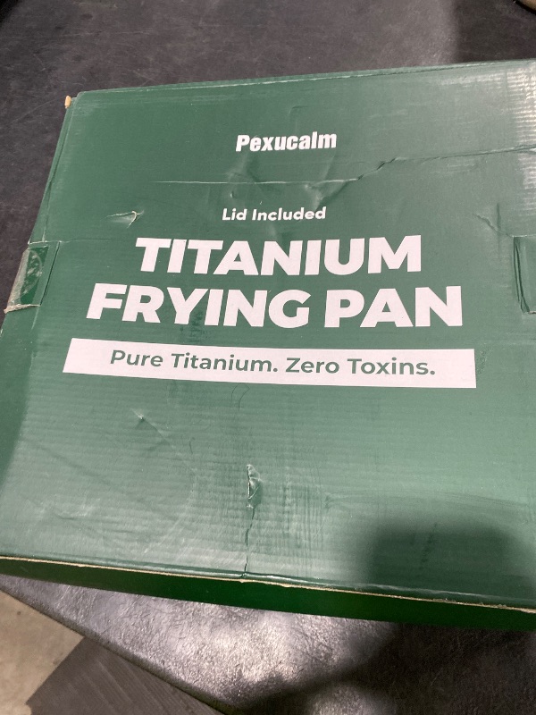 Photo 1 of Pexucalm Titanium Frying Pan with Lid, 12" Uncoated Hammered Skillet for Cooking, PFAS/PFOA/PTFE Free Nonstick Cookware, Scratch Resistant, for Induction & Gas, Oven, Dishwasher Safe