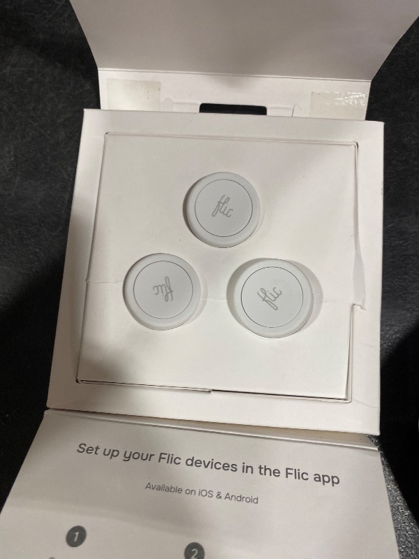 Photo 1 of Flic Smart Button 3-Pack | Light Switch, Music Controller, Routine Trigger That Works with Alexa, Matter, Homekit, SmartThings | Easy Guided Install | Customizable | Wireless | UL Certified – White