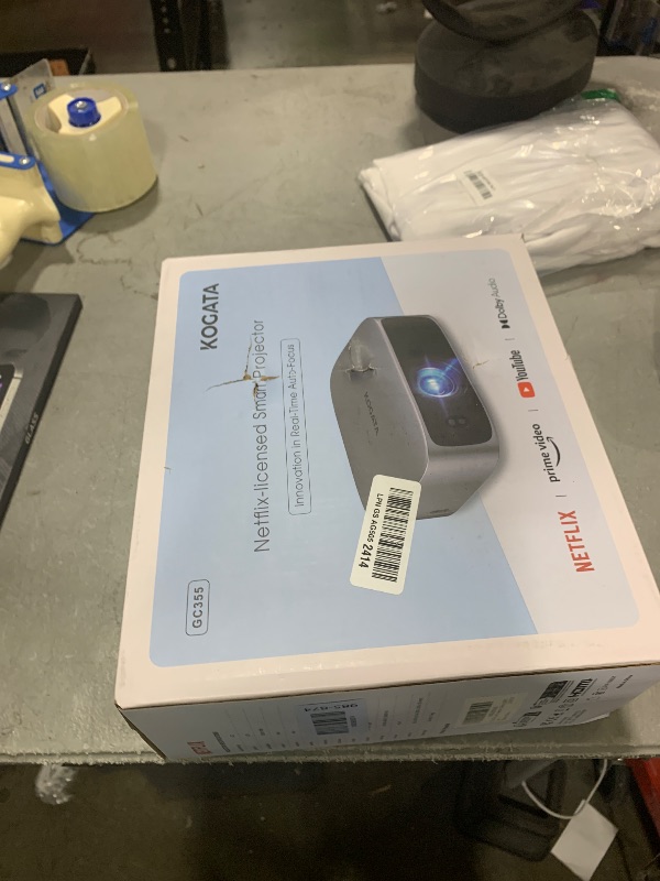 Photo 1 of Short Throw Projector 4K with WiFi and Bluetooth,2000ANSI Auto Focus Keystone Smart Projector Built in Apps Dolby Audio Home Theater Movie Portable Outdoor Projector Ceiling Gunmetal