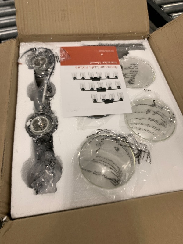 View 3 of IZORRO Modern Bathroom Light Fixtures, 4 Light Brushed Nickel Vanity Lights, Bathroom Lighting Fixtures Over Mirror with Clear Glass for Living Room Cabinet Bedroom