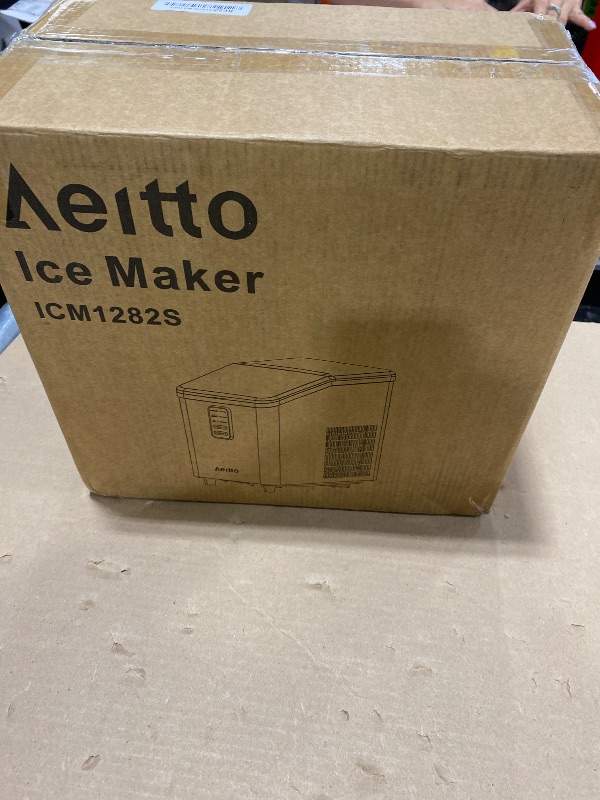 Photo 1 of Aeitto Ice Maker Countertop 26lbs/24H, Ice Machine 8 Ice Cubes Ready in 6 Mins, 2 Sizes of Bullet Ice Portable Ice Makers with Basket & Scoop, Auto Self-Cleaning for Home/Kitchen/Office Stainless