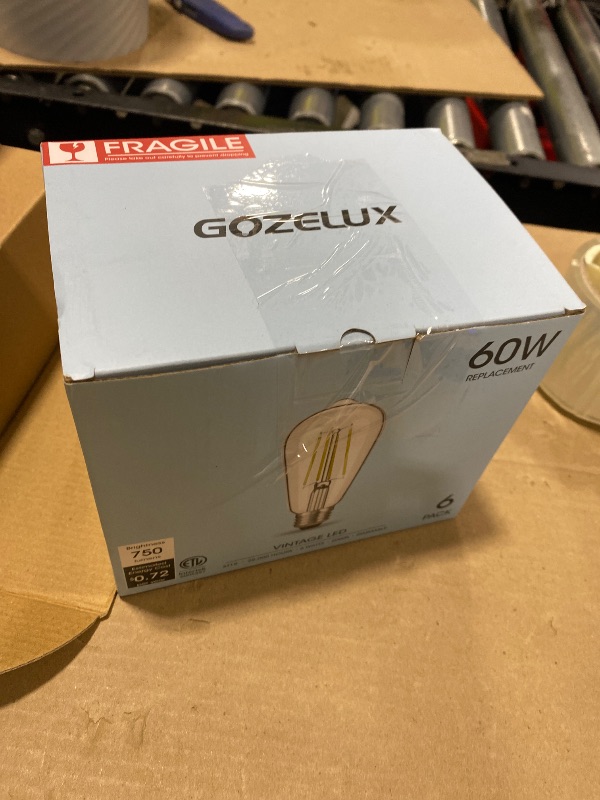 Photo 1 of Gozelux Vintage LED Edison Bulbs, 6W, Equivalent 60W, High Brightness Daylight 5000K, ST58 Antique LED Filament Bulbs with 90+ CRI, E26 Medium Base, Dimmable, Clear Glass, Pack of 6