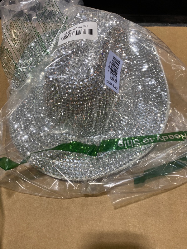 Photo 1 of Silver Rhinestone Western Cowboy Hat for Womens - Glitter Cowgirl Hat for Disco Parties and Costumes