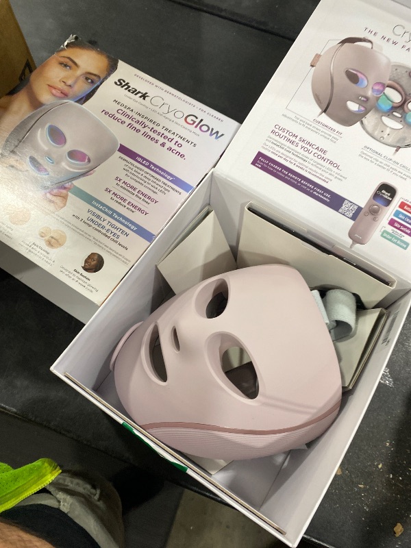 Photo 1 of Shark CryoGlow LED Face Mask with Under-Eye Cooling, Anti-Ageing & Blemish Repair, Red & Blue LED, Infrared Light Therapy, USB-C, Remote Control, Storage Bag, Adjustable Straps, Rose Glow, FW312PK