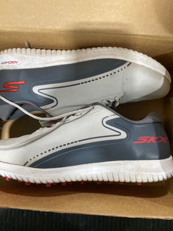 View 3 of Skechers Men's Max 2 Arch Fit Waterproof Spikeless Golf Shoe, Grey/Red, 10 Wide
