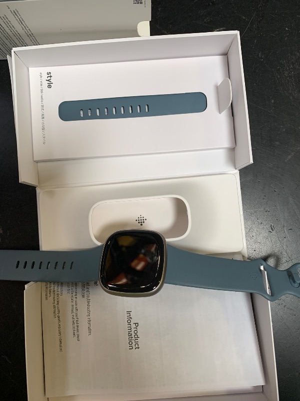 Photo 1 of Fitbit Versa 4 Fitness Smartwatch with Daily Readiness, GPS, 24/7 Heart Rate, 40+ Exercise Modes, Sleep Tracking and more, Waterfall Blue/Platinum, One Size (S & L Bands Included)