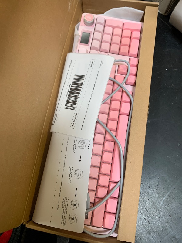 Photo 1 of AULA S98 Pro Wireless Mechanical Keyboard with Screen & Knob,2.4GHz/USB-C/BT5.0 Hot Swappable Pink Creamy Keyboard,Pre-lubed Linear Switches,Side Printed PBT Keycaps,RGB Backlit Gaming Keyboards