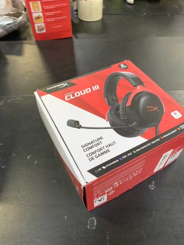 Photo 1 of HyperX Cloud III – Wired Gaming Headset, PC, PS5, Xbox Series X|S, Angled 53mm Drivers, DTS Spatial Audio, Memory Foam, Durable Frame, Ultra-Clear 10mm Mic, USB-C, USB-A, 3.5mm – Black/Red