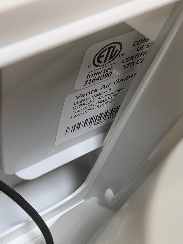 Photo 1 of Venta LW25 Original Humidifier in White - Filter-Free Evaporative Humidifier for Spaces up to 430 ft²