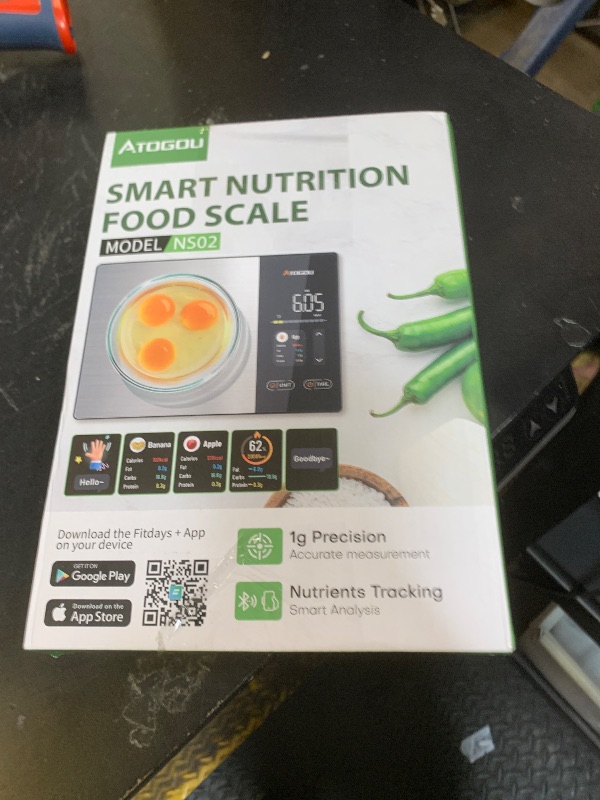 Photo 1 of Atogou Smart Food Kitchen Scale with Nutrition Calculator, Color Display & Free App, Precise Portion Control, Calorie & Macro Tracking for Weight Loss & Meal Prep Black