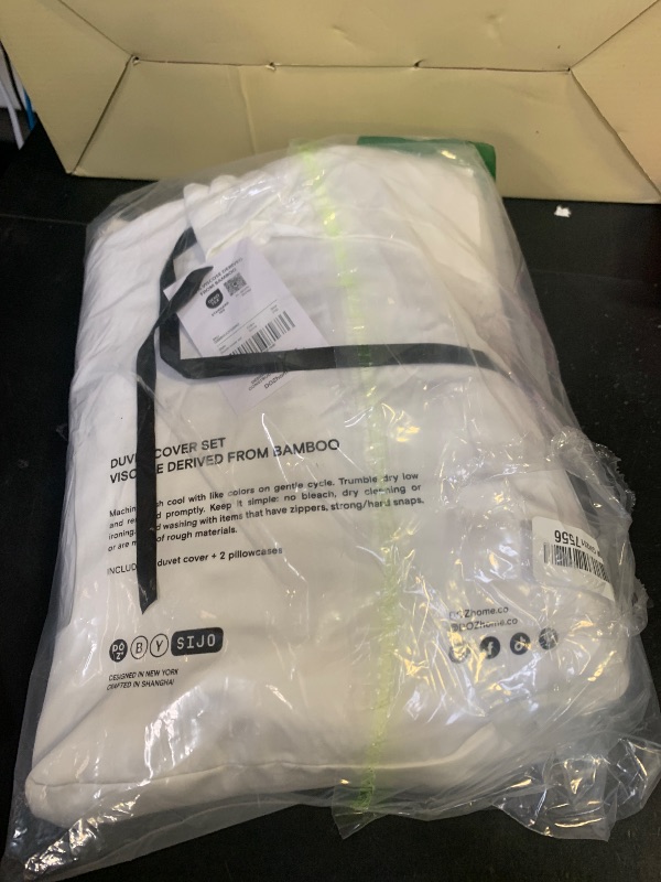 Photo 1 of DOZ Duvet Cover Set, 100% Viscose derived from Bamboo, Organically Grown, Buttery Soft, Cooling Duvet Covers, High GSM, 1 Duvet Cover and 2 Pillowcases, 90"x90" (Snow, Full/Queen)