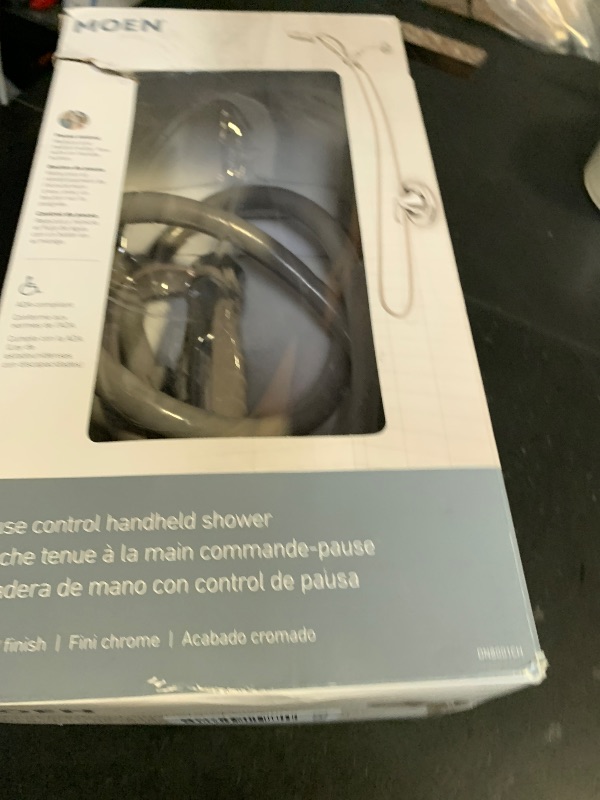 Photo 1 of Moen DN8001CH Home Care Multi-Function Handheld Showerhead with Non-Positive Pause Control, Chrome Finish, Wall-Mounted Hand Shower with 7-Foot Hose and Lightweight Soft Grip Handle