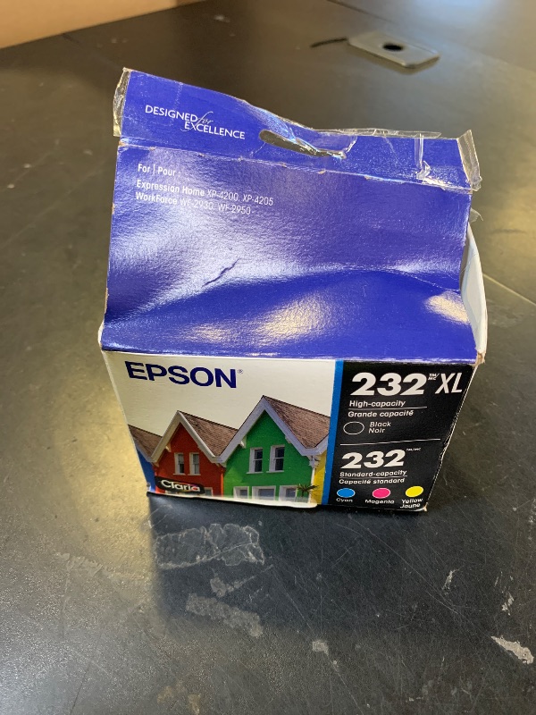 Photo 1 of EPSON 232 Claria Ink High Capacity Black & Standard Color Cartridge Combo Pack (T232XL-BCS) Works with WorkForce WF-2930 ,2950 and Expression XP-4200, 4205