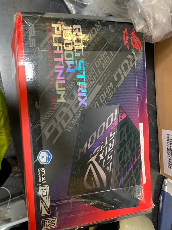 Photo 1 of ASUS ROG Strix 1000W Platinum (Fully Modular Power Supply, 80 Plus Platinum Certified, ATX 3.1, Cybenetics Lambda A+, GaN MOSFET, GPU-First Intelligent Voltage Stabilizer, 10-Year Warranty)