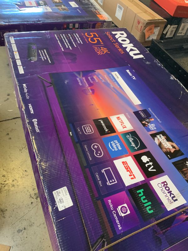 Photo 1 of Roku Smart TV – 55-Inch Select Series, 4K HDR TV – Roku TV with Enhanced Voice Remote – Flat Screen LED Television with Wi-Fi for Streaming Live Local News, Sports, Family Entertainment
