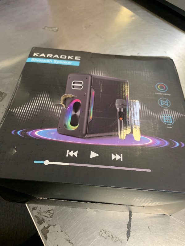 Photo 1 of Karaoke Machine with 2 Wireless Microphones Portable Bluetooth Karaoke Machine for Adults Kids DSP Chip Karaoke Speaker with LED Lights Supports TWS TF Card USB AUX in
