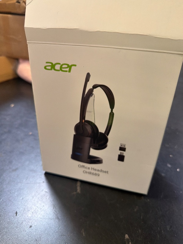 Photo 1 of acer Wireless Headset with Mic for Work,Bluetooth Headset for Clear Call ? Meeting, Work Headset with Charge Stand for Remote & Office, Bluetooth 5.3 & 2.4G Headset for PC, Phone, Teams, Zoom - OHR689