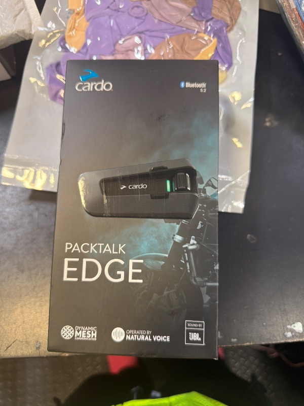 Photo 1 of Cardo PACKTALK Edge Motorcycle Bluetooth Communication System Headset Intercom - Single Pack