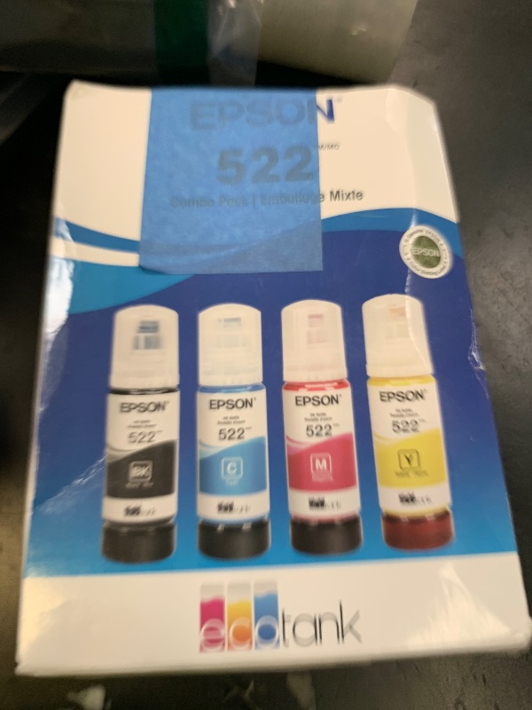 Photo 1 of Epson 522 EcoTank Ink Ultra-high Capacity Bottle Black & Color Combo Pack (T522120-BCS) Works with ET-2720, 2800, 2803, 2840, 4700, 4800, 4810