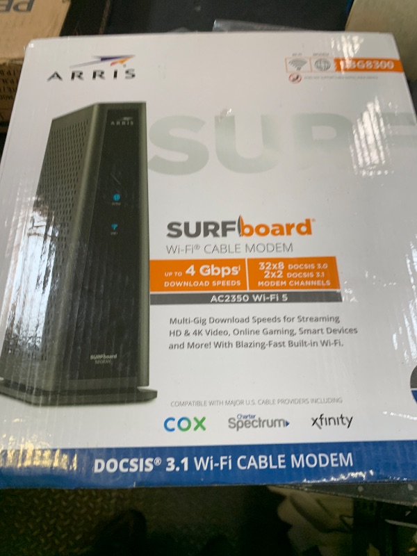 Photo 1 of ARRIS (SBG8300) - Cable Modem Router Combo - Fast DOCSIS 3.1 Gigabit & AC2350 WiFi ,Comcast Xfinity, Cox, Spectrum & more, 1 Gbps Max Internet Speeds , 4 OFDM Channels