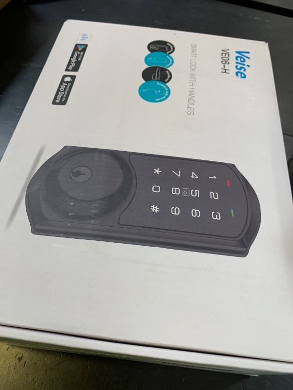 Photo 1 of Veise VE06-H Smart Front Door Lock Set, App Control, Keyless Entry Deadbolt with Lever Handle, Electronic Digital Touchscreen Keypad, Auto Lock, Easy Install, Matte Black