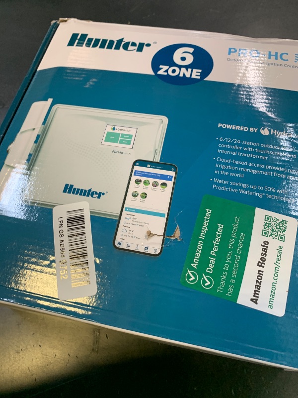 Photo 1 of Hunter PRO-HC600 Smart WiFi Irrigation Controller, 6 Zone Outdoor & Indoor Sprinkler Timer, Hydrawise App Compatible, Weather-Based Scheduling, Flow Sensor Ready, Touchscreen