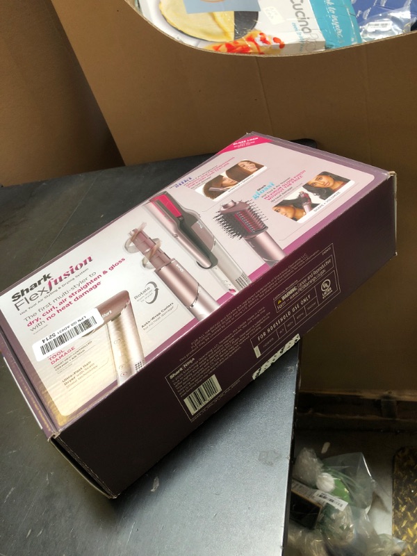 Photo 1 of Shark FlexFusion Hair Straightener & Powerful Hair Dryer with Fusion Hair Brush, Ceramic Air Styler with Auto-Wrap Curlers & Concentrator, Ceramic Plates, Cosmic Blush HD641S