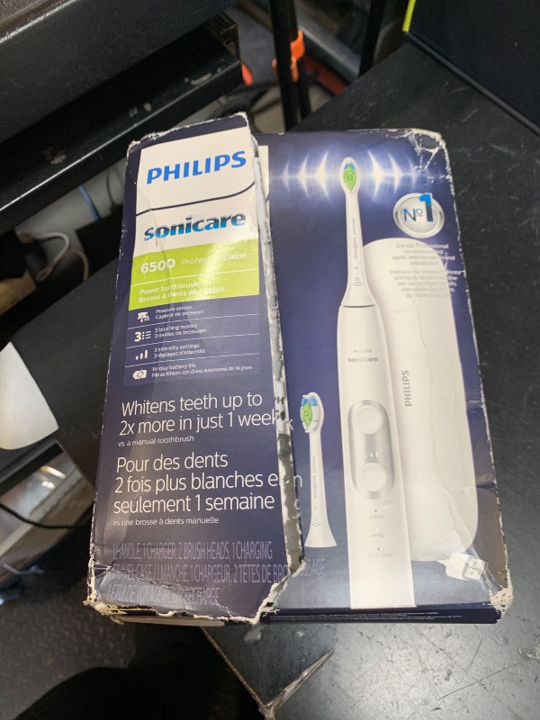 Photo 1 of Philips Sonicare ProtectiveClean 6500 Rechargeable Electric Toothbrush, with Pressure Sensor, 3 Cleaning Modes, SmarTimer and QuadPacer, 14-Day Battery Life, Charging Travel Case, White, HX6462/05