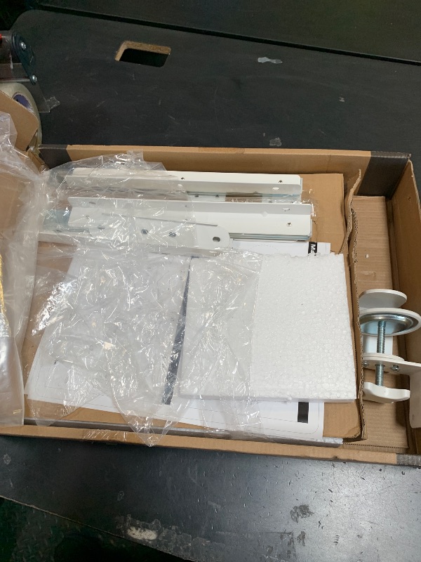 Photo 1 of AX WABER Keyboard Tray Under Desk Pull Out with Extra Sturdy C Clamp Mount System, 27.3 (32.5 inch Including Clamps) x 11 Inch Slide-Out Platform Computer Drawer for Typing White AX01WW01