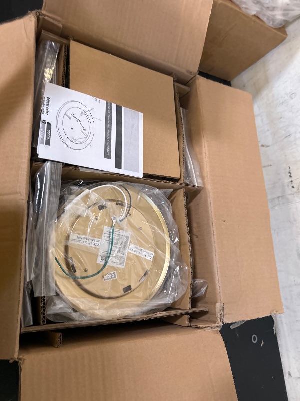 Photo 1 of hykolity 5/6 Inch Selectable CCT LED Disk Light Flush Mount, 3000K/4000K/5000K, Dimmable Recessed Retrofit Ceiling Light, CRI90, 1050lm, 15W, Installs Into Junction Box or Recessed Can, Gold, 12 Pack