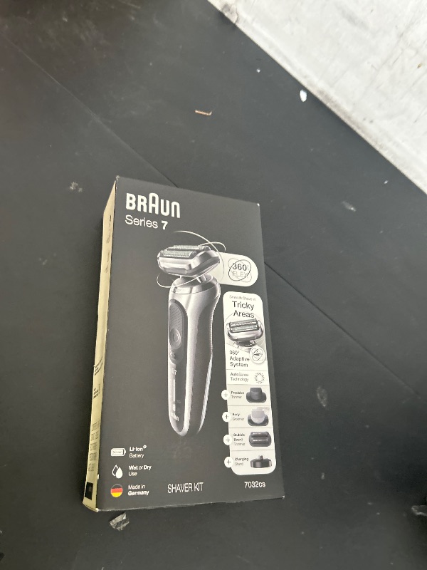 Photo 1 of Braun Series 7 7032cs Flex Electric Razor for Men, Wet & Dry, Electric Razor, Rechargeable, Cordless Foil Shaver with Beard Trimmer and Charging Stand, Silver