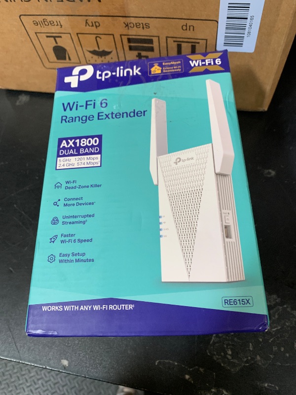 Photo 1 of TP-Link RE615X AX1800 WiFi 6 Range Extender w/Ethernet Port | 1.8G Dual-Band Wireless Repeater Amplifier | Up to 2100 Sq. Ft., 64 Devices | Internet Signal Booster | APP Setup | EasyMesh Compatible