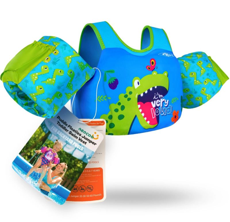 Photo 1 of AEOCOO Puddle Float Jumper Fit 1-3-5 Years, 20-30-50 Pounds, Dinosaur