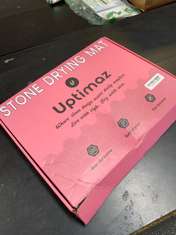 Photo 1 of Uptimaz Stone Drying Mat for Kitchen Counter, 24"x16" Large Collapsible Dish Drying Mat with Non-Slip Pad and Sandpaper, Rolling Design, Quick Dry for Dishes, Bottles, Utensils